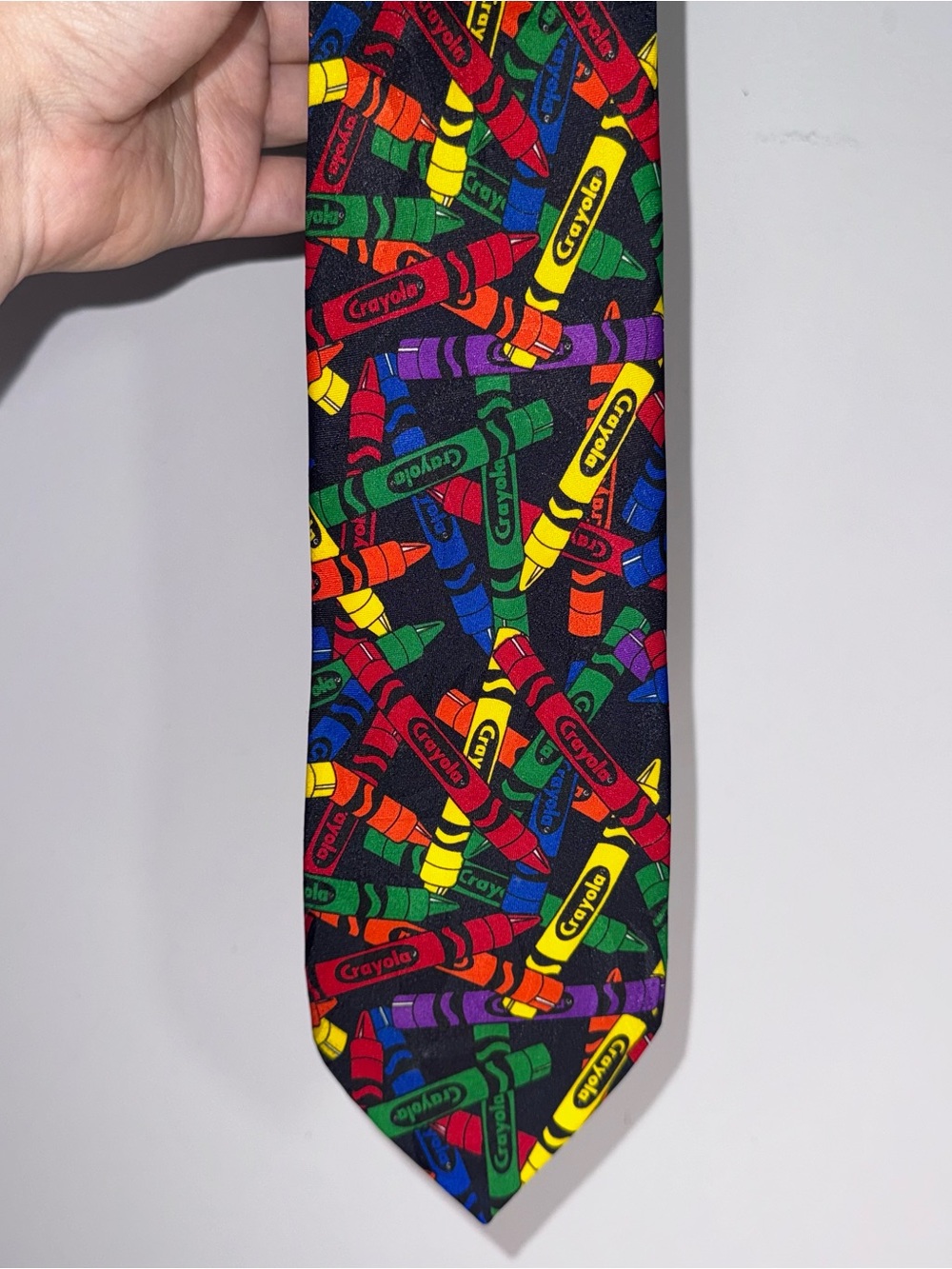 Crayola Crayon Novelty Necktie Colorful Teacher School Art Black Tie